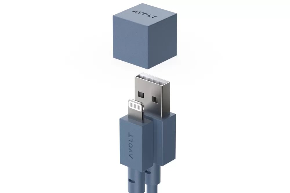 Avolt USB A auf Lightning Ladekabel 1,8m in Ozean Blau, MFi-zertifiziert, flexibles Silikon, schnelles Laden & Datenübertragung, Kabelschutzkappe