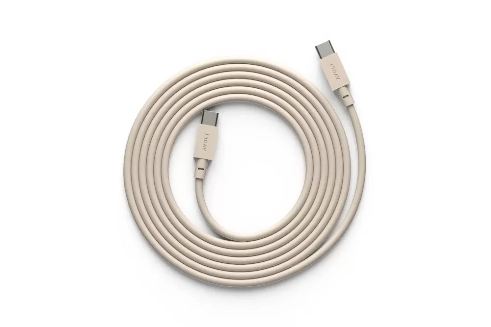 Avolt USB-C Ladekabel Cable 1, 2m, 60W, langlebig, flexibel, beige, kompatibel mit Avolt Square 1 Adapter – schnell & stilvoll aufladen