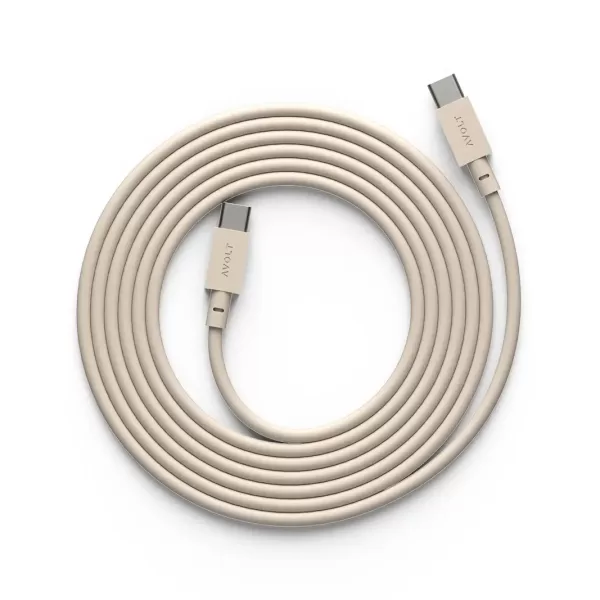 Avolt USB-C Ladekabel Cable 1, 2m, 60W, langlebig, flexibel, beige, kompatibel mit Avolt Square 1 Adapter – schnell & stilvoll aufladen