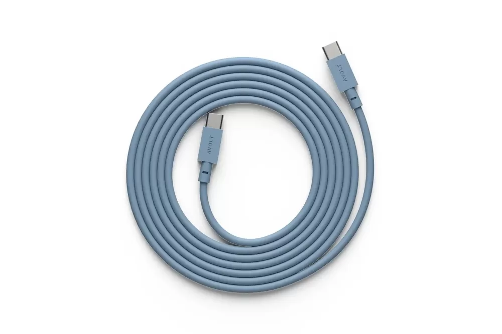 Avolt USB-C Ladekabel 2m - Cable 1, 60W Schnellladung, flexibles Silikon, Blau, kompatibel mit Avolt Square 1 Steckdosenadapter