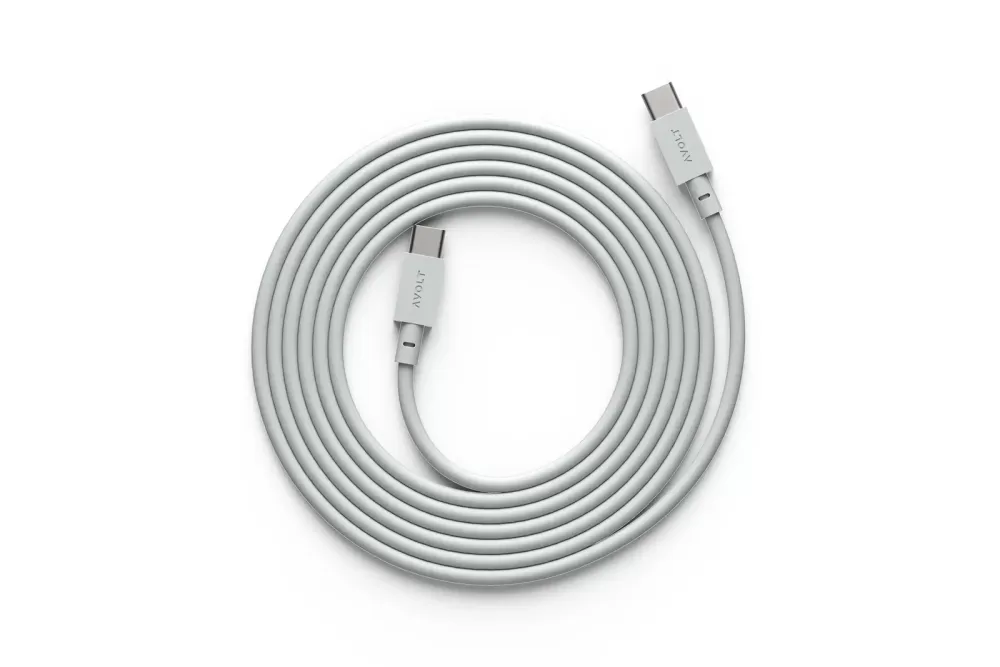 Avolt USB-C Ladekabel 2m "Cable 1" - 60W Schnellladung, flexibles Silikon, grau, kompatibel mit Avolt Square 1 Adapter