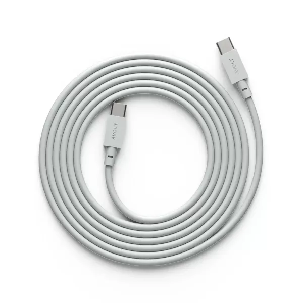 Avolt USB-C Ladekabel 2m "Cable 1" - 60W Schnellladung, flexibles Silikon, grau, kompatibel mit Avolt Square 1 Adapter