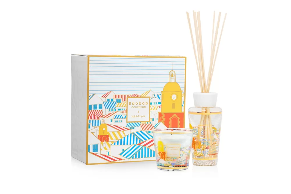 Baobab My First Baobab St. Tropez Geschenk-Set | Duftkerze & Raumdiffuser 250ml | Sommerlicher Duft nach Cassis, Minze & Rosmarin