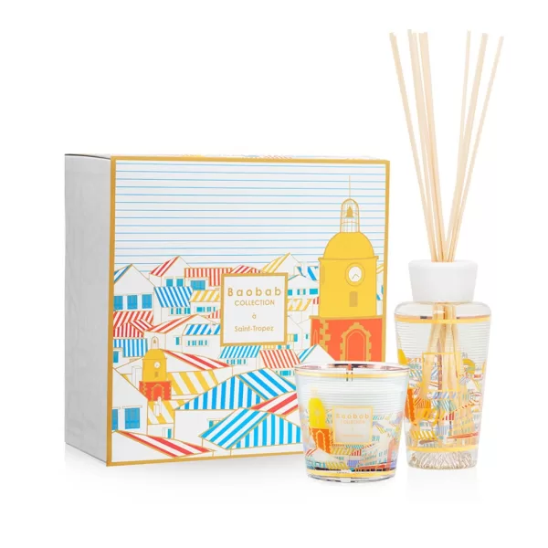 Baobab My First Baobab St. Tropez Geschenk-Set | Duftkerze & Raumdiffuser 250ml | Sommerlicher Duft nach Cassis, Minze & Rosmarin