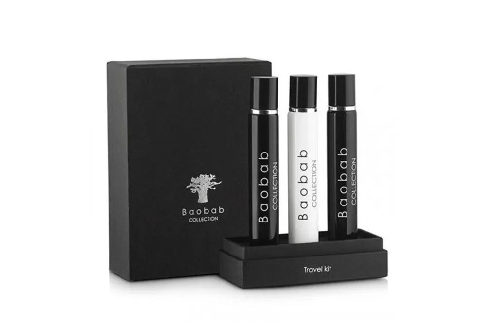 Baobab Home Spray Set Feathers | 3x30ml Travel Kit | Duft: Schwarze Rose, Oud, Safran, Minze, Jasmin, Geruchsneutralisierer | Geschenkidee