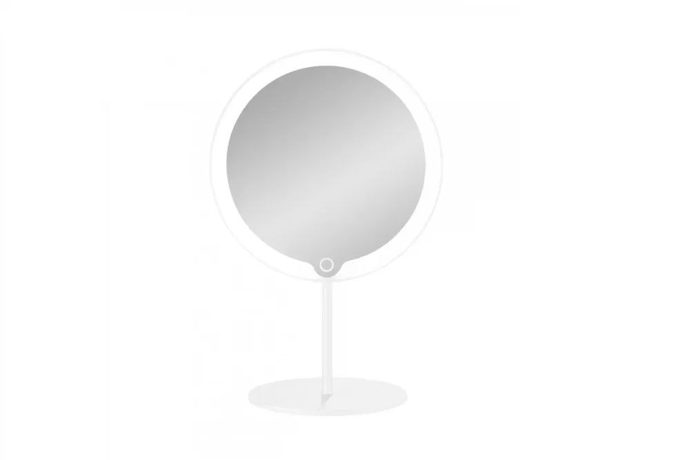 Blomus MODO LED Kosmetikspiegel Weiß mit 5-facher Vergrößerung, dimmbaren Lichtfarben & kabellosem Akku, ideal für Make-up & Hautpflege