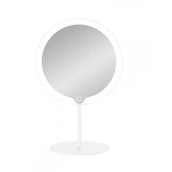 Blomus MODO LED Kosmetikspiegel Weiß mit 5-facher Vergrößerung, dimmbaren Lichtfarben & kabellosem Akku, ideal für Make-up & Hautpflege