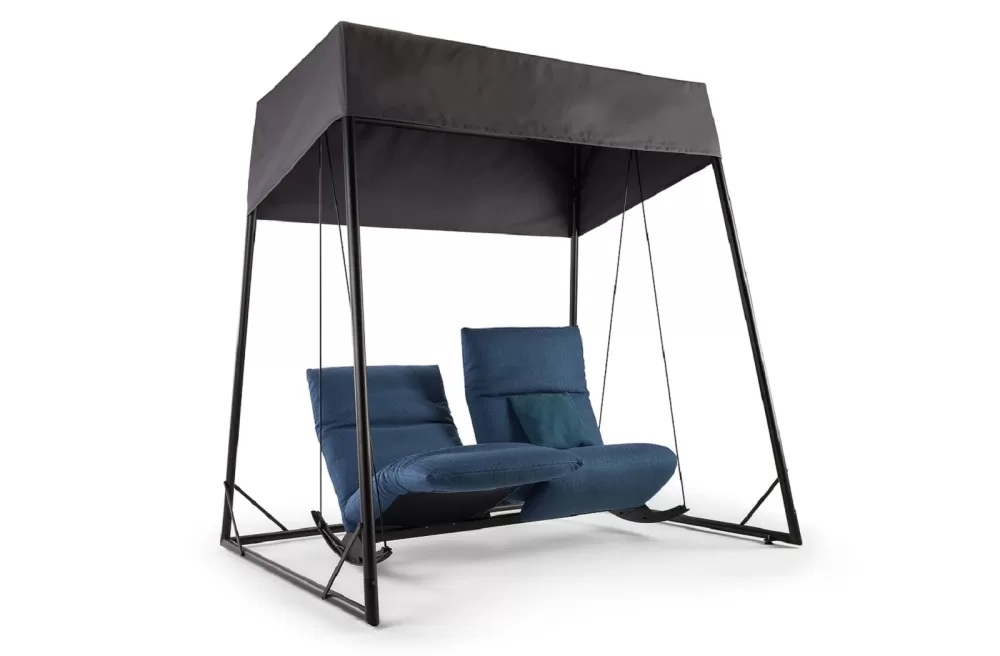 Bullfrog ROCKfrog Outdoor 2-Sitzer Funktionssofa Swing mit Schaukelgestell & Sonnendach - Zen Goldgelb, stufenlose Sitzverstellung, einzigartiges Design