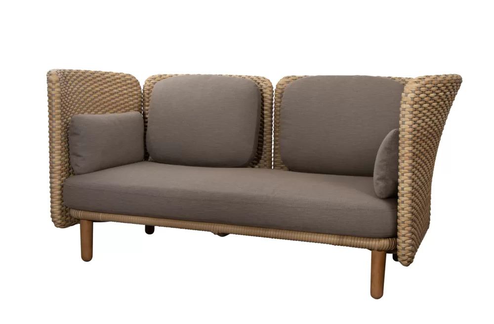 Cane-line Arch Outdoor Modulsofa Taupe | 2-Sitzer mit niedrigen Armlehnen | Flexibles Design & Teakholz | Robuste Gartenmöbel