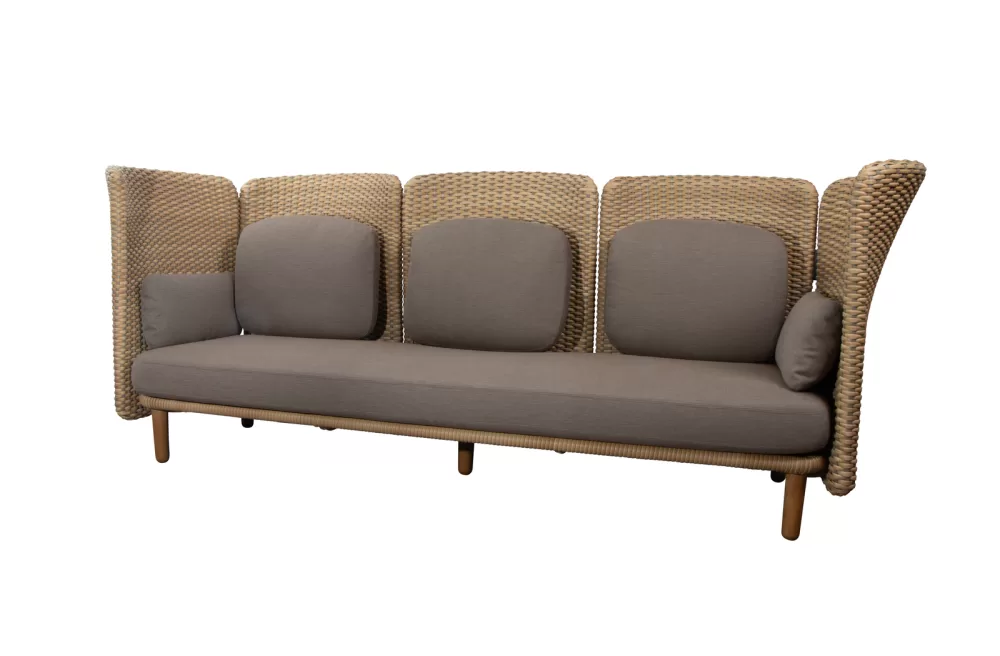 Cane-line Arch Outdoor Modulsofa Taupe – 3-Sitzer mit hohen Armlehnen, flexibles Design, handgeflochten, wetterfest, eleganter Look