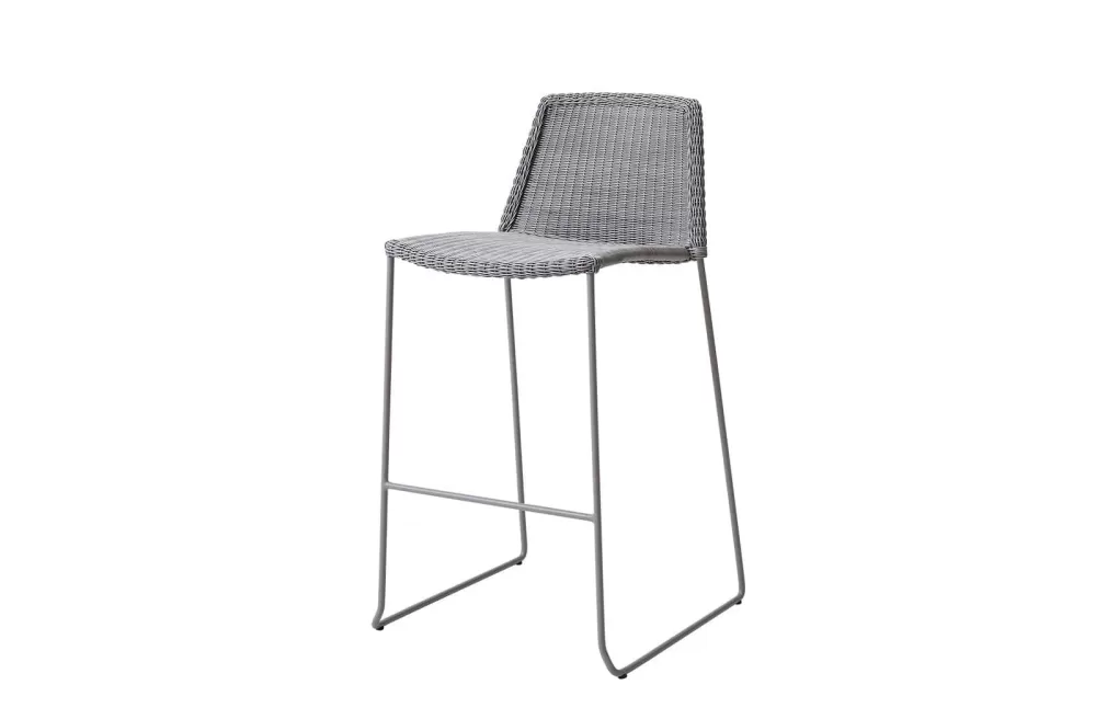 Cane-line Breeze Barstuhl in Light Grey – Eleganter, bequemer Gartenstuhl für drinnen & draußen, UV-beständig, pflegeleicht, skulpturales Design