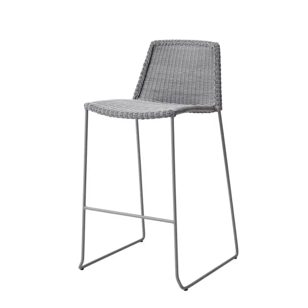 Cane-line Breeze Barstuhl in Light Grey – Eleganter, bequemer Gartenstuhl für drinnen & draußen, UV-beständig, pflegeleicht, skulpturales Design