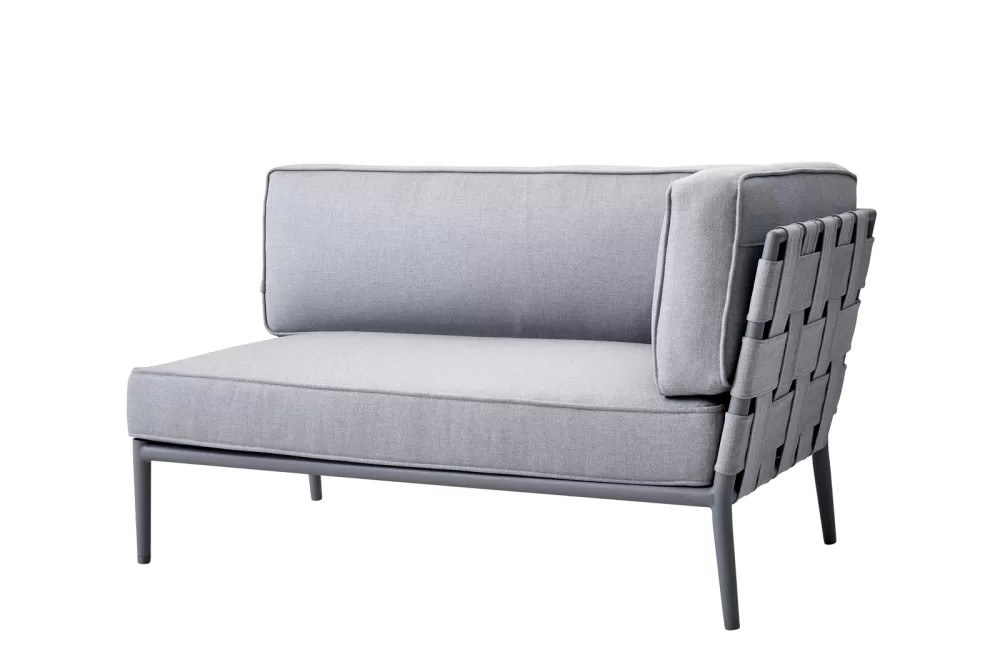 Cane-line Conic 2-Sitzer Sofa-Modul Links - Flexibles Design, Pflegeleichtes AirTouch, Hellgrau - Modernes Outdoor-Möbel von Foersom & Hiort-Lorenzen