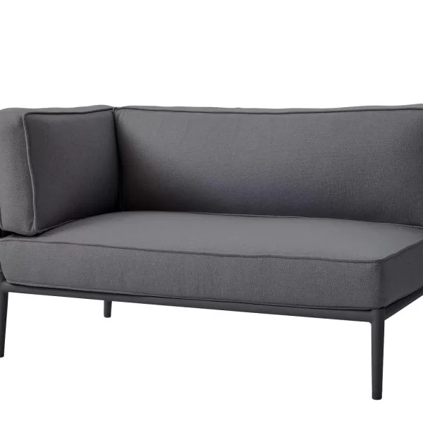 Cane-line Conic 2-Sitzer Sofa Modul Rechts - Flexibles Outdoor-Sofa aus AirTouch in Grau, Design von Foersom & Hiort-Lorenzen