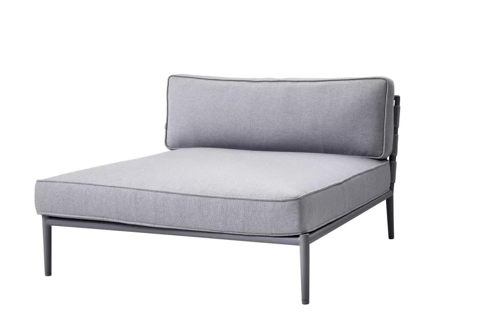 Cane-line Conic Daybed Modul AirTouch – Modernes, gemütliches Outdoor-Daybed, 140 cm, hellgrau, für 2 Personen, wetterfest & pflegeleicht