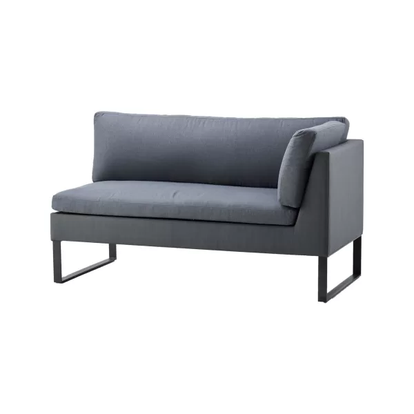 Cane-line Flex 2-Sitzer Modulsofa Links in Grau, inkl. Kissen, wetterfest, flexibel, ideal für Garten & Terrasse, pflegeleicht, robust