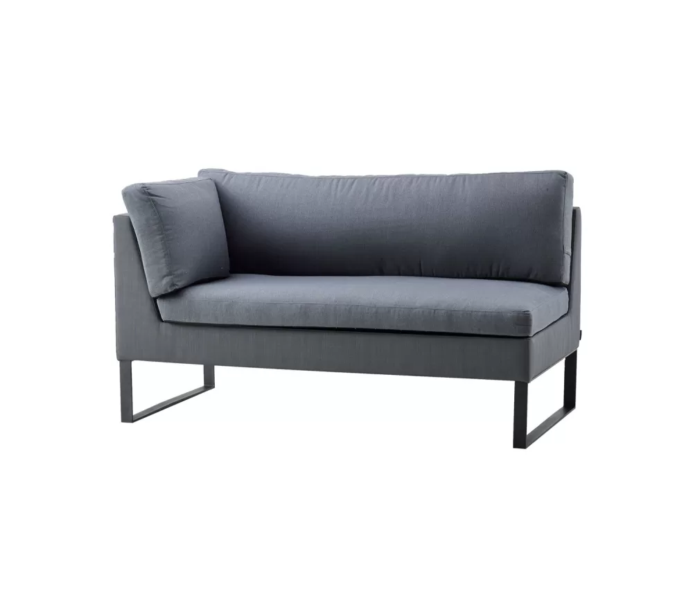 Cane-line Flex 2-Sitzer Modulsofa rechts, grau, inkl. Kissen, wetterfest, pflegeleicht, ideal für Outdoor & Indoor, modernes Design