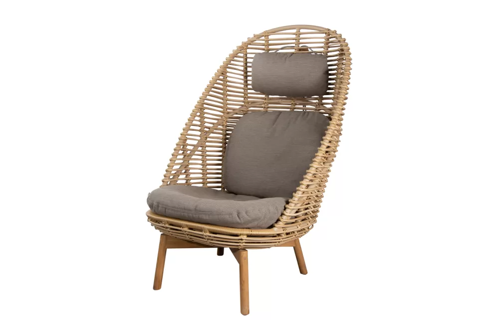 Cane-line Hive Highback-Sessel Taupe | Teakholz, schnelltrocknende Polster, elegantes Design für Outdoor-Lounge, komfortabel & langlebig