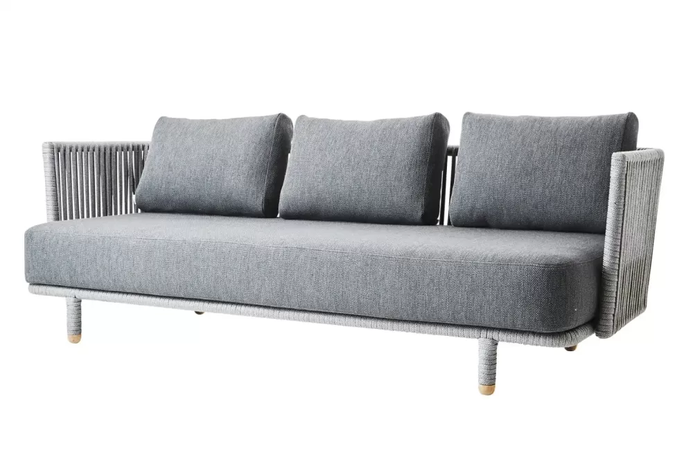 Cane-line Moments 3-Sitzer Sofa – Skandinavisches Design, Soft Rope, QuickDry Kissen, wetterfest, minimalistischer Stil, hoher Komfort