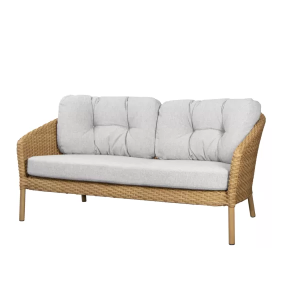 Cane-line Ocean 2-Sitzer Sofa - Wetterfestes Flat Weave, lichtbraun, mit QuickDry System - Ideal für Garten & Wohnzimmer