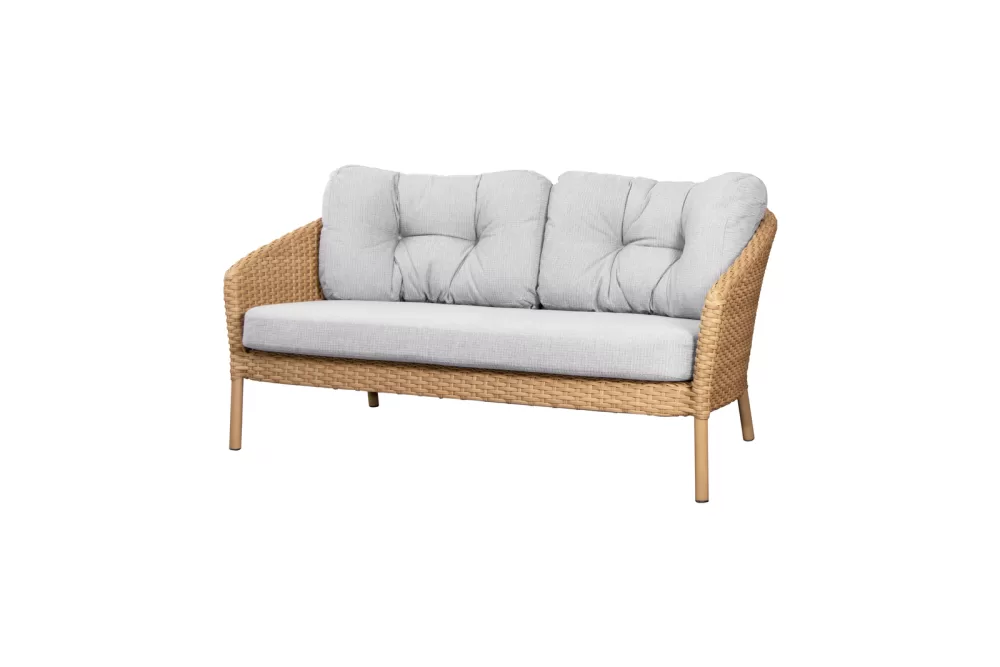 Cane-line Ocean 2-Sitzer Sofa - Wetterfestes Flat Weave in Weiß-Grau, mit QuickDry & Airflow-System, ideal für Garten und Wohnzimmer