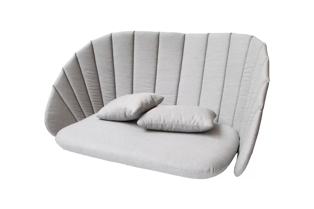 Cane-line Peacock Kissensatz für 2-Sitzer-Sofa in Light Grey - Wetterfest, Pflegeleicht, Nano-Imprägniert, Hoher Komfort, Modernes Design