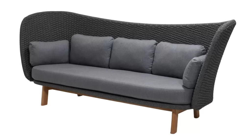 Cane-line Peacock Wing 3-Sitzer Sofa mit Teakholz-Beinen & Kissen – wetterfest, modern, robust, UV-beständig, 248 cm breit