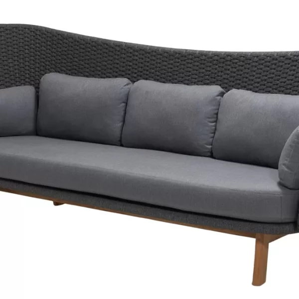 Cane-line Peacock Wing 3-Sitzer Sofa mit Teakholz-Beinen & Kissen – wetterfest, modern, robust, UV-beständig, 248 cm breit