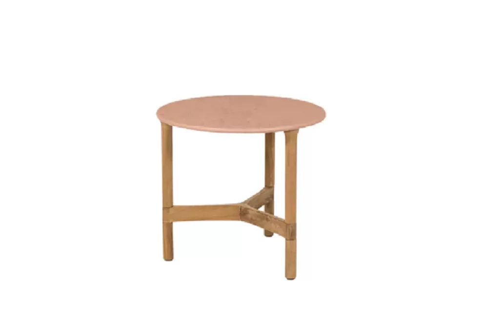 Cane-line Twist Couchtisch klein Ø 45 cm – eleganter Teak-Tisch in Terracotta für drinnen und draußen, Design by byKATO