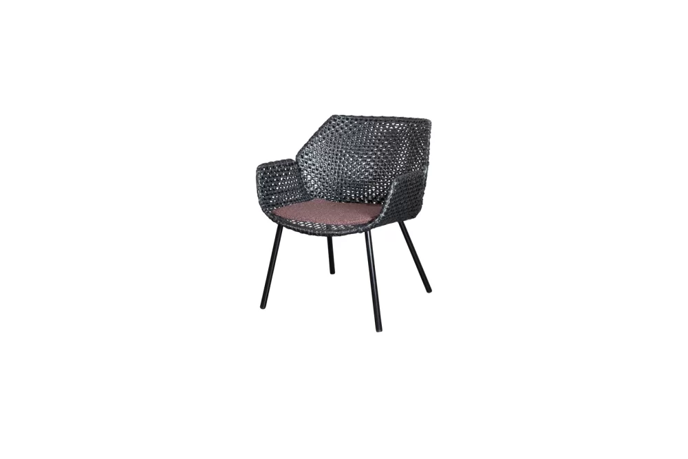 Cane-line Vibe Loungesessel - Schwarz/Graphit, Kissen Dunkel Bordeaux, wetterfest, modern, komfortabel, 70x66x78 cm, ideal für Outdoor-Einsatz