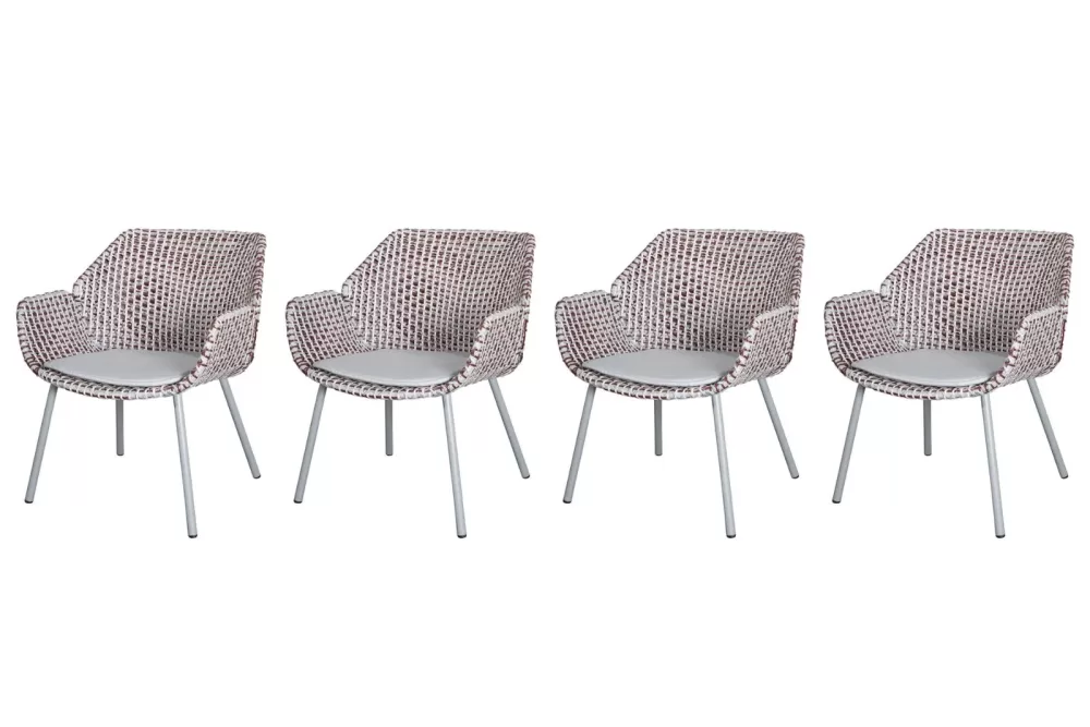 Cane-line Vibe Loungesessel 4er Set mit Light Grey Natté Kissen – Wetterfest, modern, Ausstellungsstück, 70x66x78 cm, langlebig, pflegeleicht