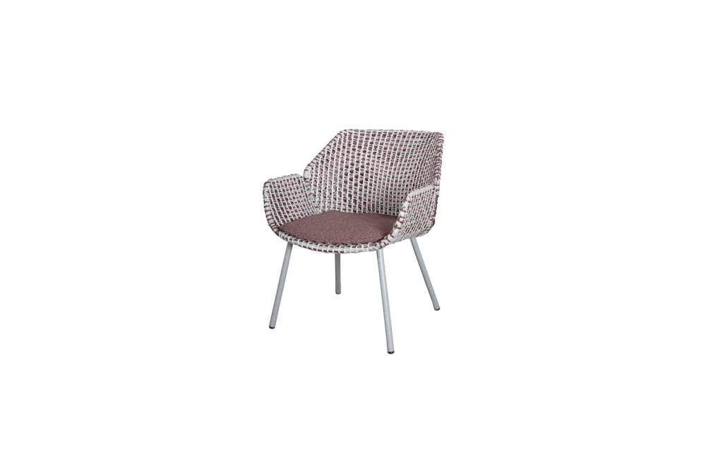 Cane-line Vibe Loungesessel - Wetterfest, Light Grey/Bordeaux, Kissen Bordeaux, Modernes Design, Pflegeleicht, Komfortabel, 70x66x78 cm