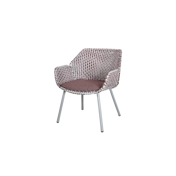 Cane-line Vibe Loungesessel - Wetterfest, Light Grey/Bordeaux, Kissen Bordeaux, Modernes Design, Pflegeleicht, Komfortabel, 70x66x78 cm