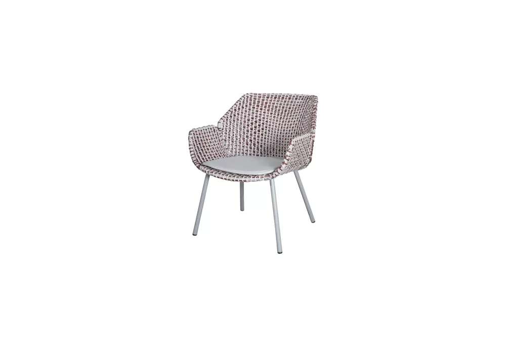 Cane-line Vibe Loungesessel - Light Grey/Bordeaux/Dusty Rose mit Light Grey Kissen, wetterfest, modern, komfortabel, 70x66x78 cm