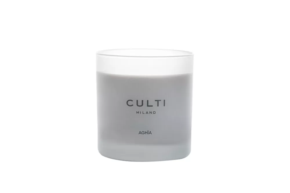 Culti Milano Aghia Duftkerze Pastel - 270g, Weihrauch, Tabak & Patchouli, 60 Std. Brenndauer, Frosted Glas, Dekorativ & Aromatisch