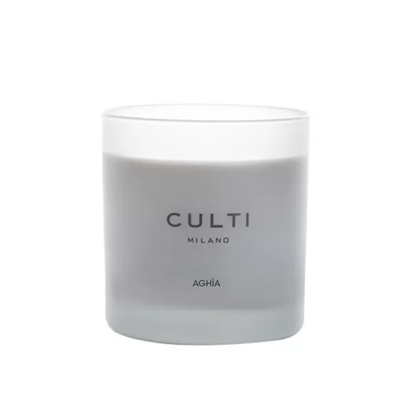 Culti Milano Aghia Duftkerze Pastel - 270g, Weihrauch, Tabak & Patchouli, 60 Std. Brenndauer, Frosted Glas, Dekorativ & Aromatisch