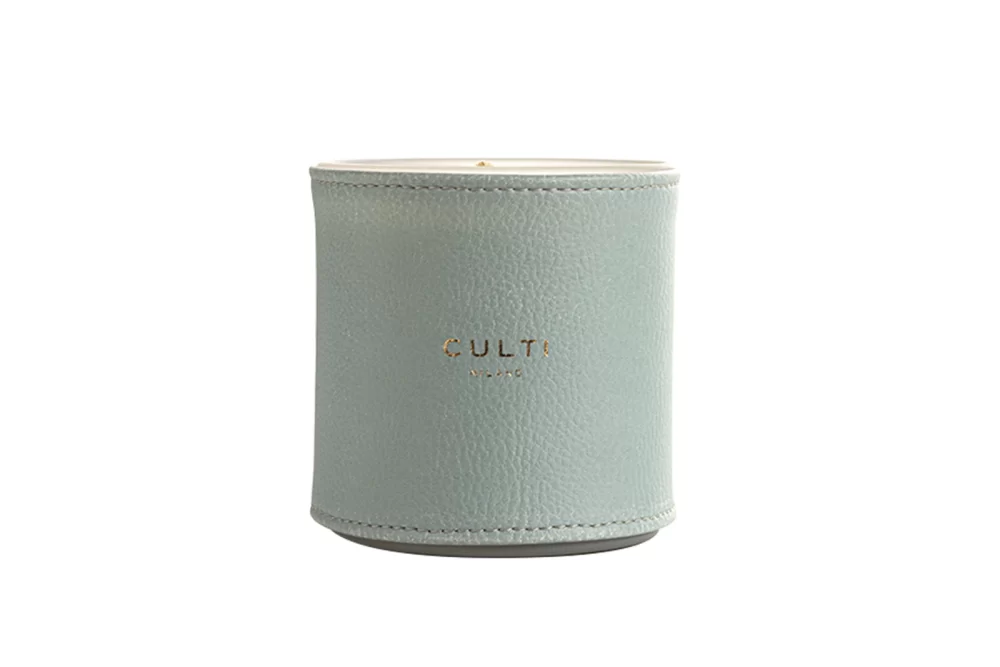 Culti Milano Candle Cover Mint - Hochwertige vegane Kunstlederhülle für 270g Duftkerzen, dekorativ in Pastell, 100% vegan, stilvoller Schutz.