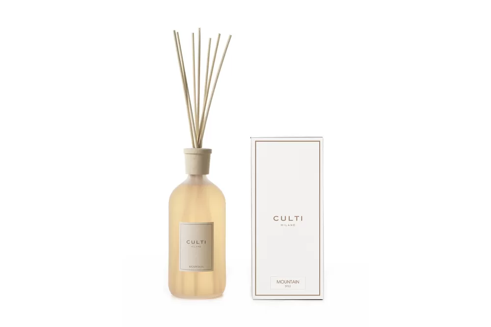 Culti Milano Mountain Diffuser 1000 ml - Holziger Raumduft mit Vetiver, Kardamom & Zedernholz für 30 m² - Stilvolle Raumdeko