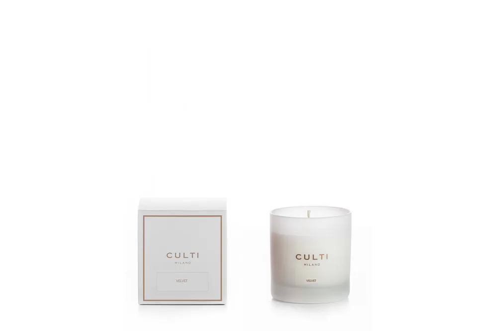 Culti Milano Velvet Duftkerze - 60h Brenndauer, romantische Noten von Veilchen, Tuberose, Ylang-Ylang, elegantes Glas mit mattem Finish