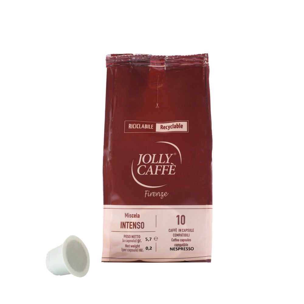 JOLLY Caffé Intenso Kapseln – 100 Stück Box, vollmundiger Espresso mit Bitterkakao-Aroma, italienische Röstung, hochwertiger Kaffee