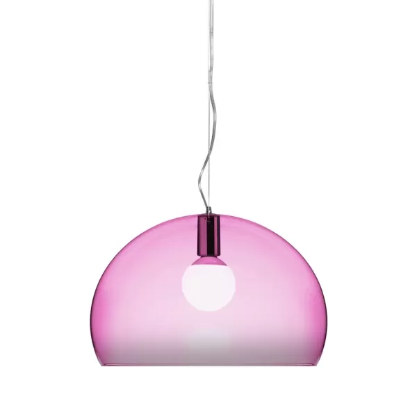 Kartell FL/Y Pendelleuchte Transparent Pink - Innovative Designlampe, zeitlose Eleganz, faszinierende Lichtreflexion, stilvolles Interieur