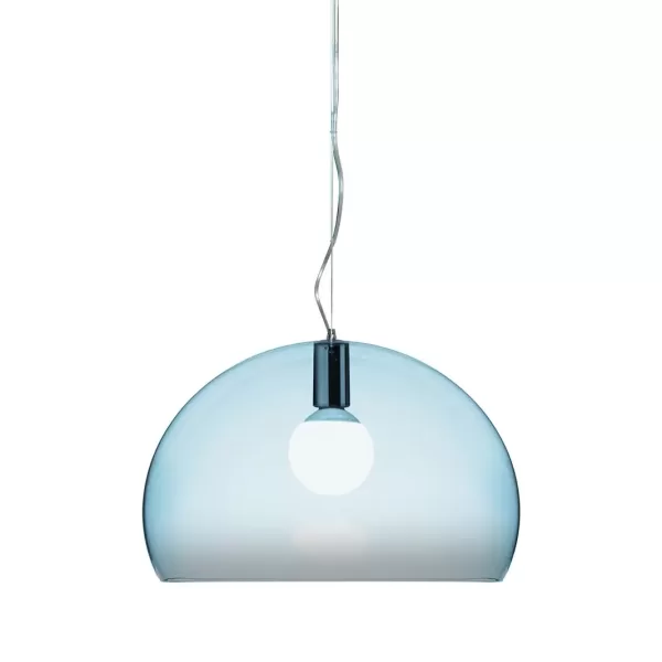 Kartell FL/Y Pendelleuchte Transparent – Wolkenblau, modernes Design, zeitlose Eleganz, faszinierende Lichtreflexion, ideal für stilvolle Interieurs