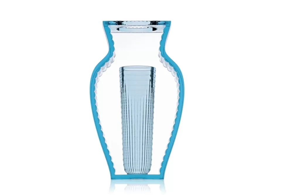 Kartell I Shine Vase Blau – Elegante Geometrie von Eugeni Quitllet, Art-Déco inspiriert, stilvolle Dekoration für Ihr Zuhause