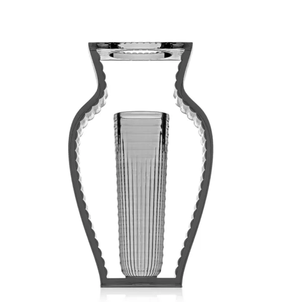 Kartell I Shine Vase Fumé - Elegante geometrische Vase von Eugeni Quitllet, Art-Déco inspiriert, stilvolle Dekoration für Ihr Zuhause