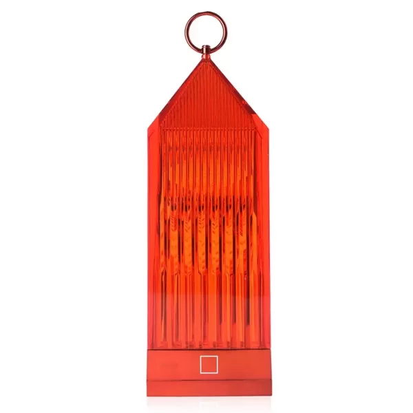 Kartell Lantern | Rote Akkubetriebene Tischleuchte, Dimmbar, IP54, USB Aufladung, Innen- und Außenbereich, Design von Fabio Novembre