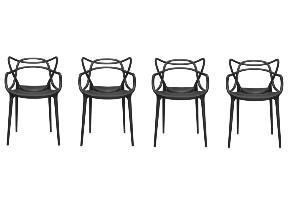 Kartell Masters Stühle 4er Set Schwarz - Ausstellungsstücke, moderne Designklassiker von Philippe Starck, leicht & vielseitig.