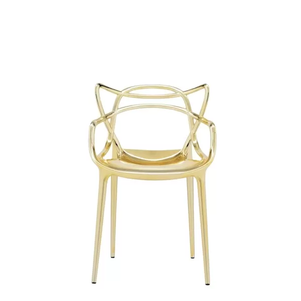 Kartell Masters Stuhl Metallic Gold - Design-Hybrid von Starck, leicht, für Innen & Außen, inspiriert von Eames, Jacobsen & Saarinen