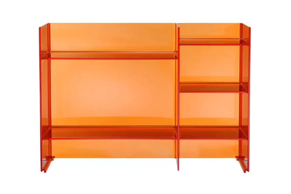 Kartell Sound-Rack Regal in Orange | Modular, Stapelbar & Transparentes Regalsystem | Vielseitig als Aufbewahrung & Raumteiler