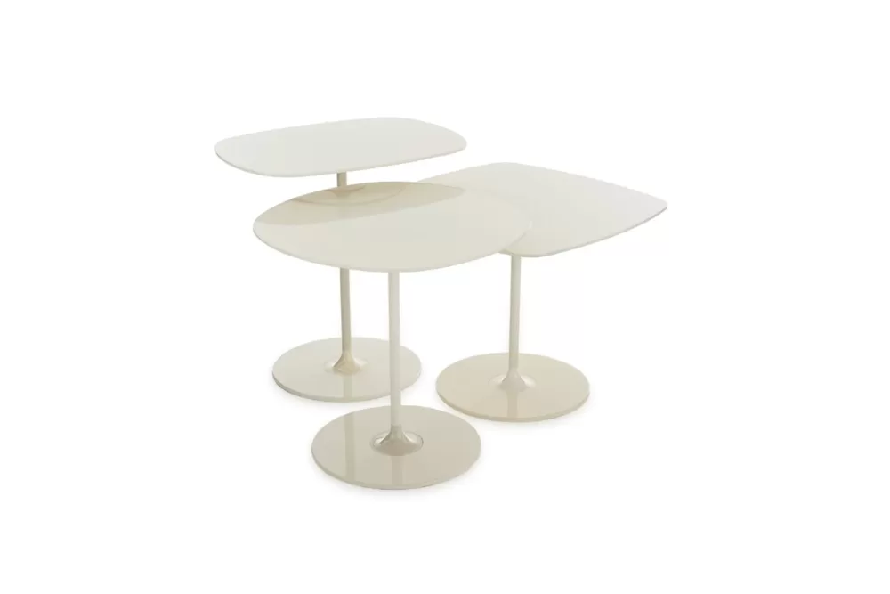 Kartell Thierry 3er Set Beistelltische Beige/Weiß – Stilvolles, juwelenartiges Design, flexibel gestaltbar, ideal für jedes Zuhause