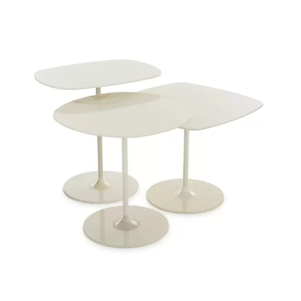 Kartell Thierry 3er Set Beistelltische Beige/Weiß – Stilvolles, juwelenartiges Design, flexibel gestaltbar, ideal für jedes Zuhause